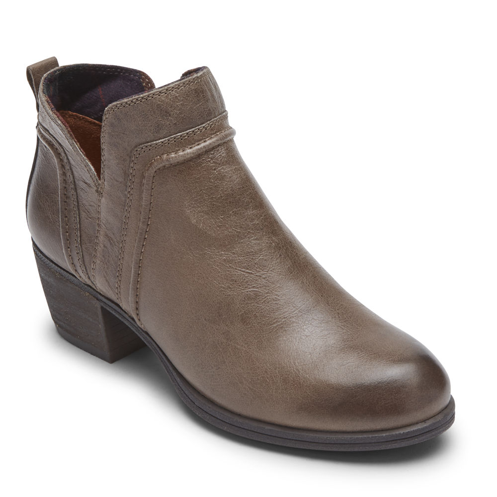 Rockport Singapore Womens Booties - Cobb Hill Anisa V-Cut Brown - DV5972018